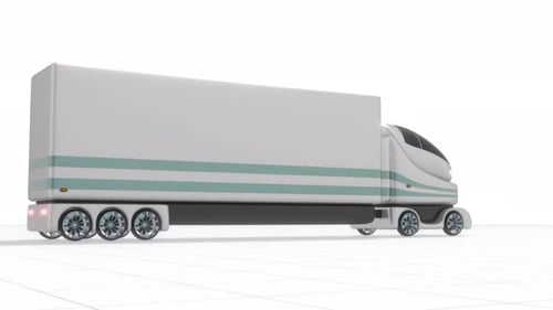 Futuristic Semi Truck Animation with Smooth Rotation on White Background