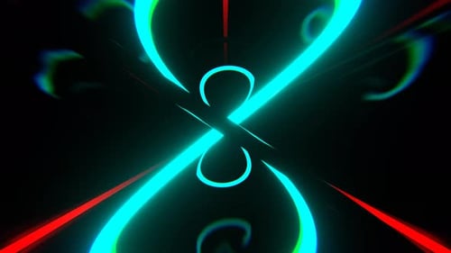 Turquoise And Red Spectacular Abstract Strobe Curved Lines Background Vj Loop I 4K