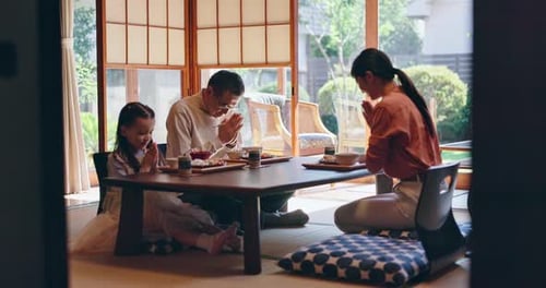Family Mealtime in a Traditional Home