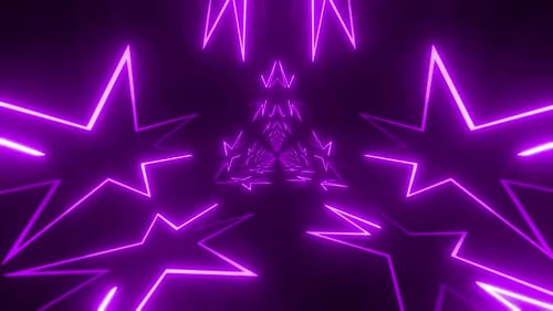 Neon purple star tunnel: futuristic abstract background for tech