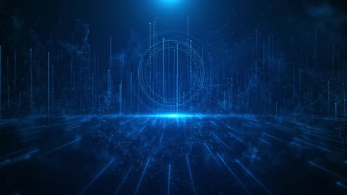 Deep cyber stage waves lights, futuristic particular lines. Awards, celebration, event. digital back