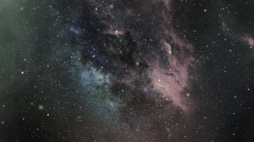 4k view of nebula clouds floating in the universe.