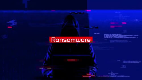Ransomware On Hacking Background Screen