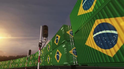 Brasil exporta contenedores en un circuito de vagones de tren de carga