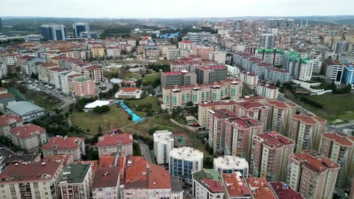 Istanbul's hilly neighborhoods viewed by drone recording