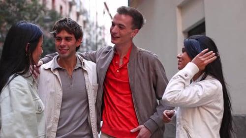 Group of Friends Talking and Laughing Together Outdoors