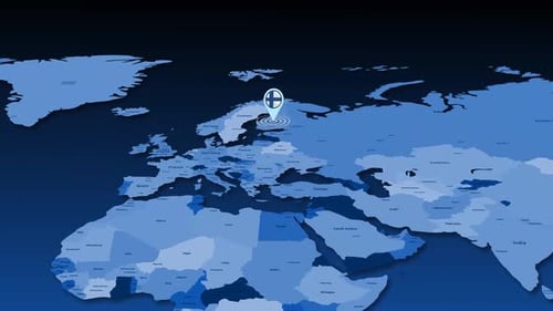 Global Map Location Pinpoint with Country Names Animation