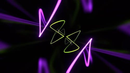 Light Green And Purple Laser Neon Glow In Infinite Flow Background VJ Loop In 4K
