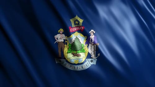 Waving Maine State Flag Loop Animation