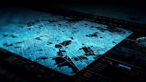 Carte numérique holographique futuriste HUD de la ville