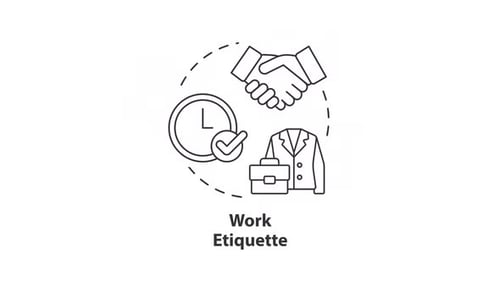 Work etiquette concept icon line animation