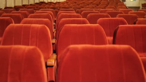 Row of Empty Spectator Chairs in the Empty Auditorium Minsk Concert Hall Belarus
