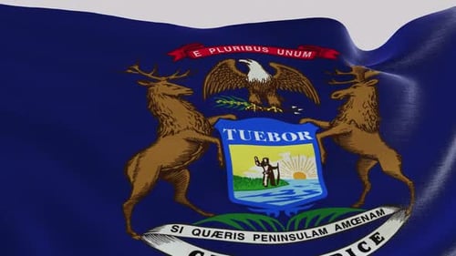 Realistic Waving Michigan State Flag Loopable Animation