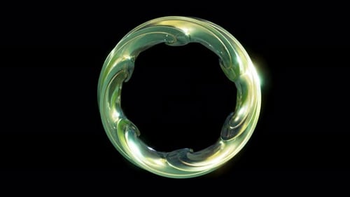 Twist Glass Metal Circle Portal on Black Bg Able to Loop Endless