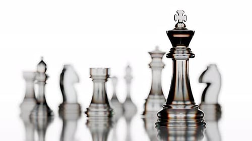 Metallic Chess King Focus: Strategy Concept