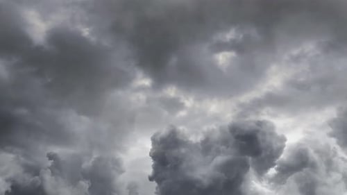 view of Lightning storm on dark clouds 4k.