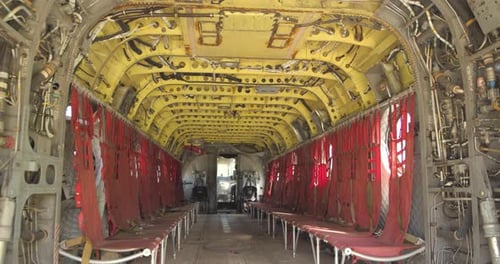 Mobile, Alabama / Usa - August 30, 2019: Inside An Old Vintage U.S. Army Military Helicopter