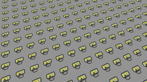 Dynamischer Hintergrund mit animierten Click-to-Pay-Symbolen, exklusives, einzigartiges Design