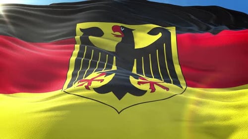 Waving German Flag with Emblem Reveal Animation