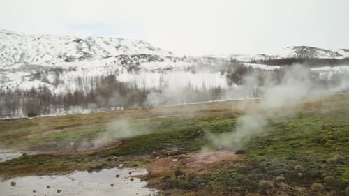 Hot Geothermal Hot Springs and Geyser with Steam Iceland