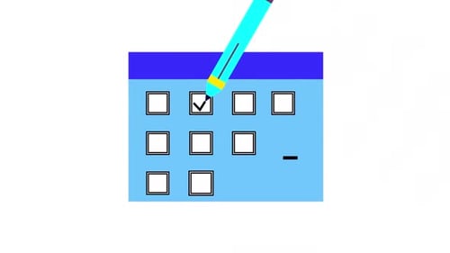 Animated Flat Design Checklist with Pencil Mark