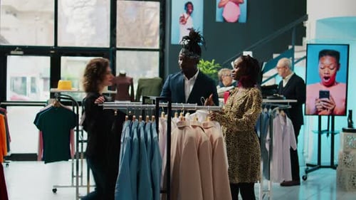 People Shopping for Apparel in Fashion Store