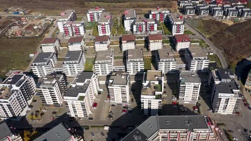 Contemporary residential buildings in the city. Exterior of modern design of multi-storey apartment