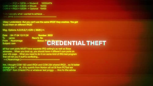 Retro Glitch Text Animation: Credential Theft Reveal