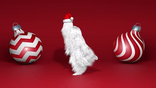 Dancing Christmas Yeti Character with Ornaments