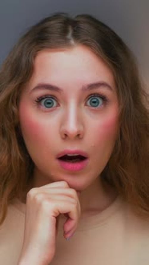 Woman Thinking with Hand on Chin Close Up