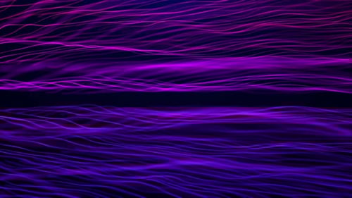 Abstract background with wavy shape particles, digital purple waves. Seamless loop 4k video