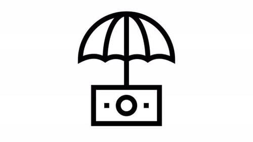 Money Under Umbrella Insurance Icon Animation