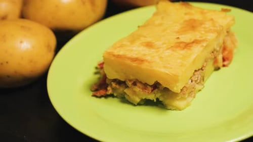 Potato and Meat Casserole Close Up