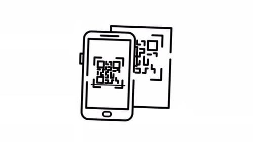 QR Code Payment Success Mobile Line Art Animated Looping Video Alpha Channel Icon