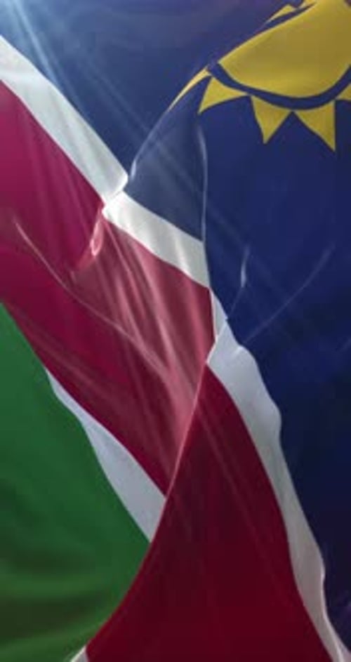 Realistic 3D Animation of the Namibia Flag Waving