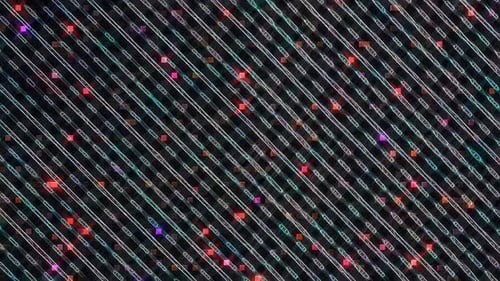 Digital Glitch Grid Background with Flickering Pixels