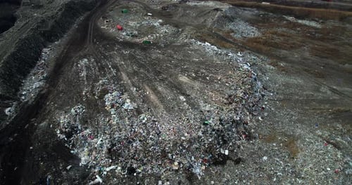Landfill with Solid Household Waste Drone View