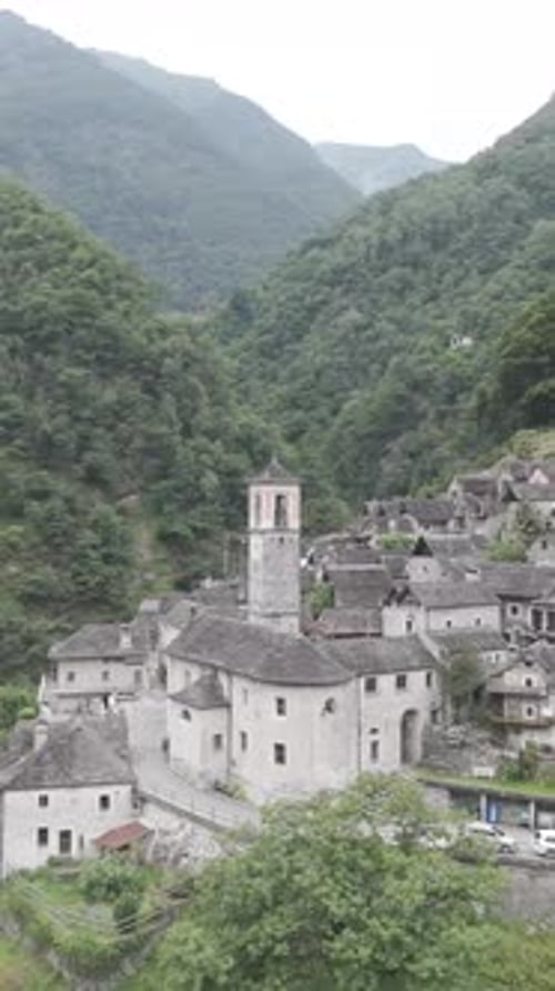 Aerial view of Lavertezzo village Switzerland