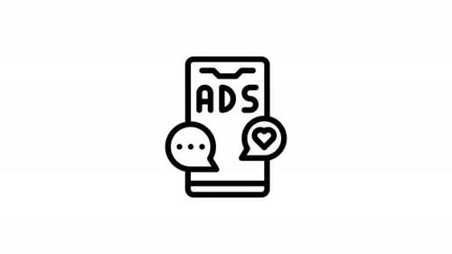 Animated Mobile Advertising Icon with Social Engagement