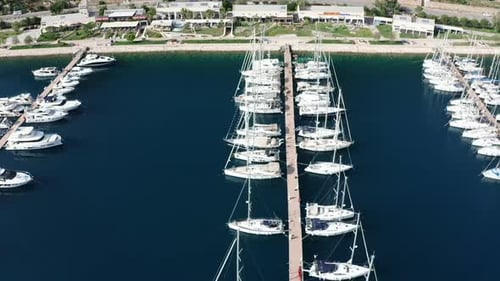 Aerial video of a small marina in Turkey Kas Antalya