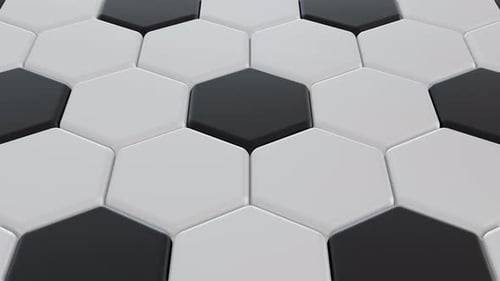 Nahtloser schwarz-weißer Fußball-Hexagon-Animationshintergrund