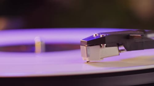 Close Up of Record Player Playing Vinyl