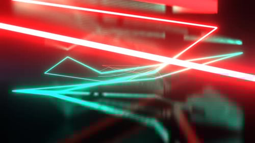 Turquoise And Red Abstract Neon Corridor Background Vj Loop I 4K