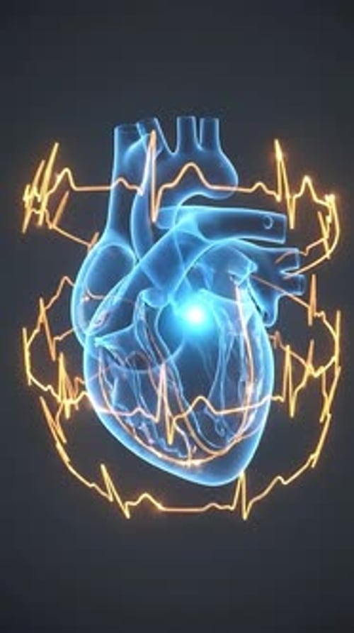 Ecg Concept - Rotating Waveforms Around Heart 3D Animation | Manestream Den