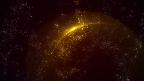 Abstract golden shiny glitter stars bokeh lights space tunnel Glowing particles swirling dark space