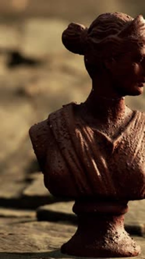 Ancient Statue of Woman on Rocky Stones