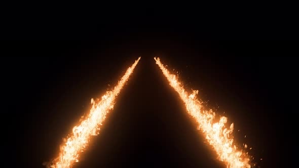 Fire Trail on Road. Burning Trail., Elements Motion Graphics ft ...