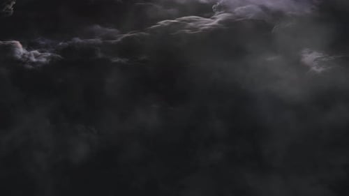 Looping Clouds with Light Flashes, Dramatic Night Sky