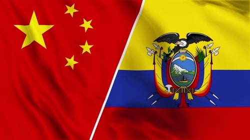 Waving Flags of China and Ecuador Digital Animation