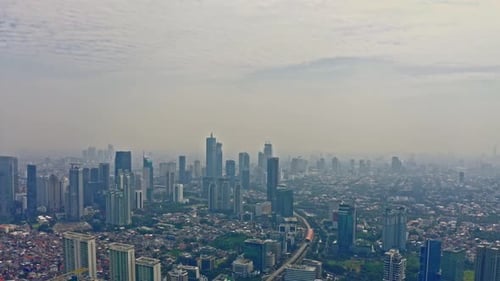 Jakarta city, 11 July 2022, cloudy jakarta cityscape